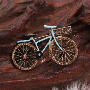 Cute & Stylish Vintage Style Bicycle Bike Enamel Rhinestone Crystal Brooch Pin